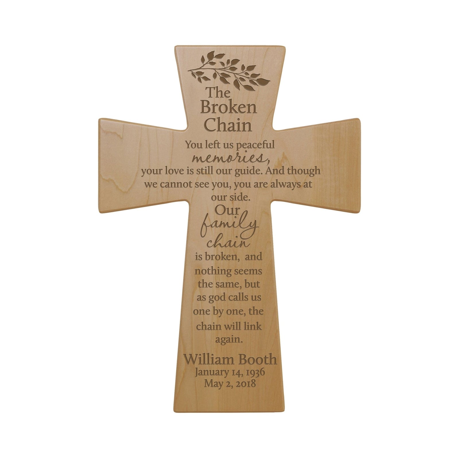 Personalized Memorial Wall Cross 12”x17”- The Broken Chain 2 - LifeSong Milestones