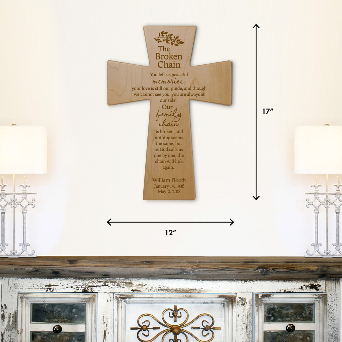Personalized Memorial Wall Cross 12”x17”- The Broken Chain 2 - LifeSong Milestones