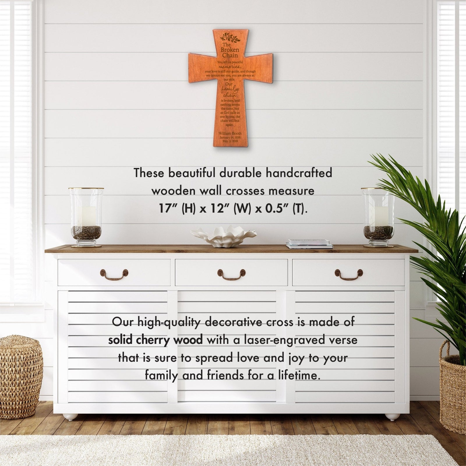 Personalized Memorial Wall Cross 12”x17”- The Broken Chain 2 - LifeSong Milestones