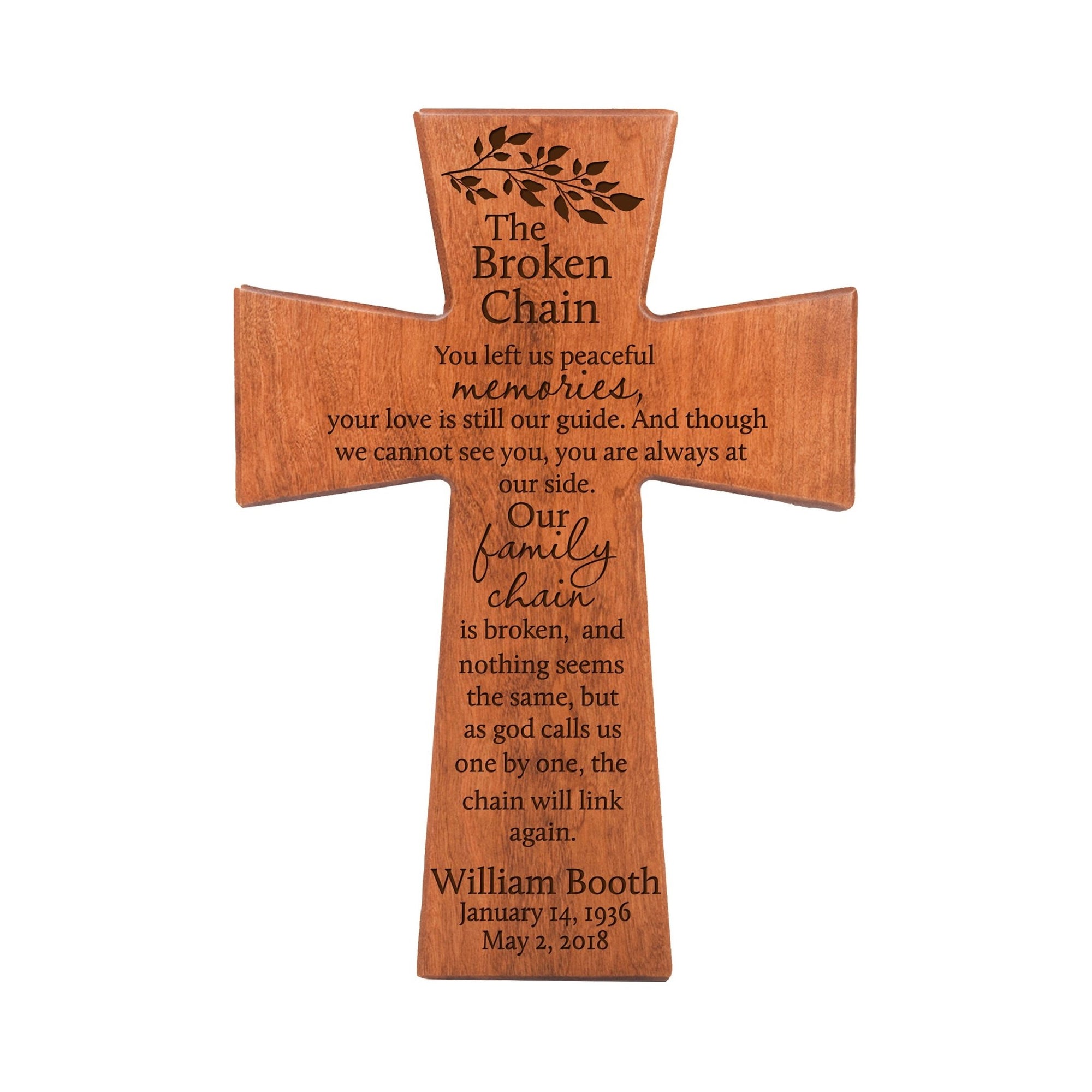 Personalized Memorial Wall Cross 12”x17”- The Broken Chain 2 - LifeSong Milestones