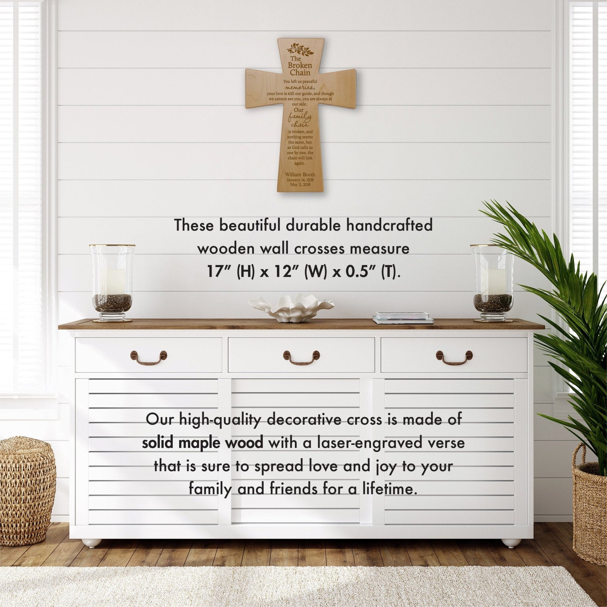 Personalized Memorial Wall Cross 12”x17”- The Broken Chain 2 - LifeSong Milestones
