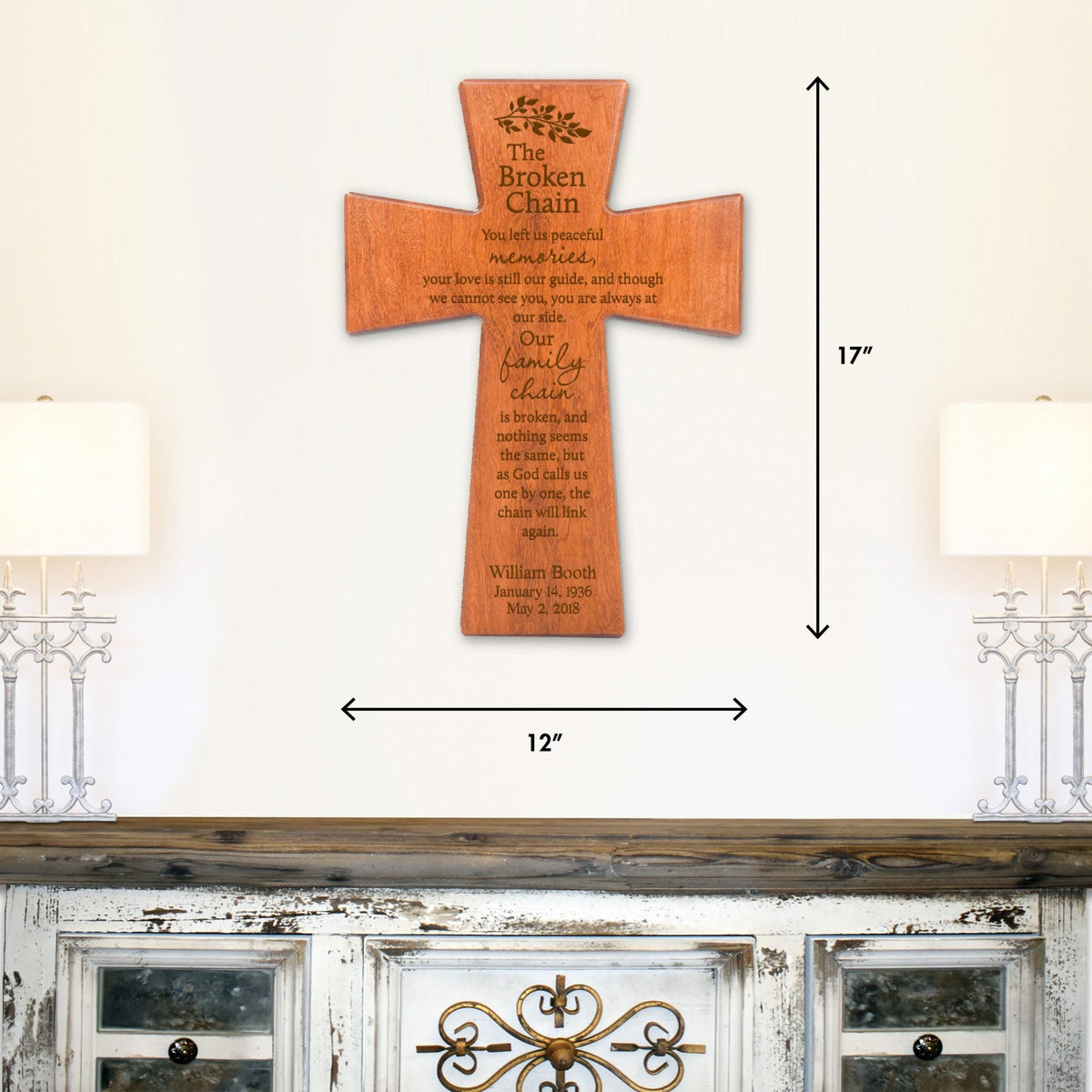 Personalized Memorial Wall Cross 12”x17”- The Broken Chain 2 - LifeSong Milestones