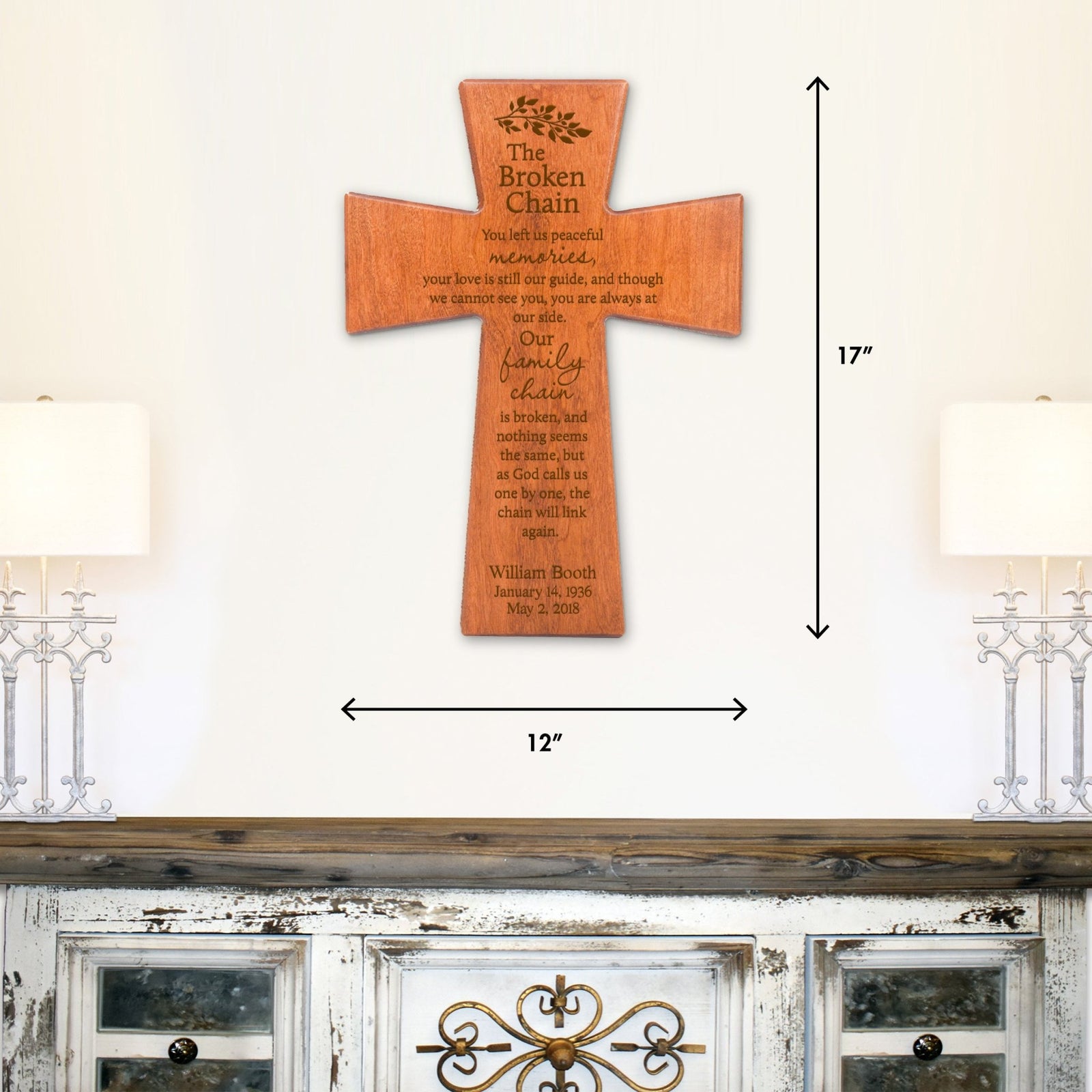 Personalized Memorial Wall Cross 12”x17”- The Broken Chain 2 - LifeSong Milestones