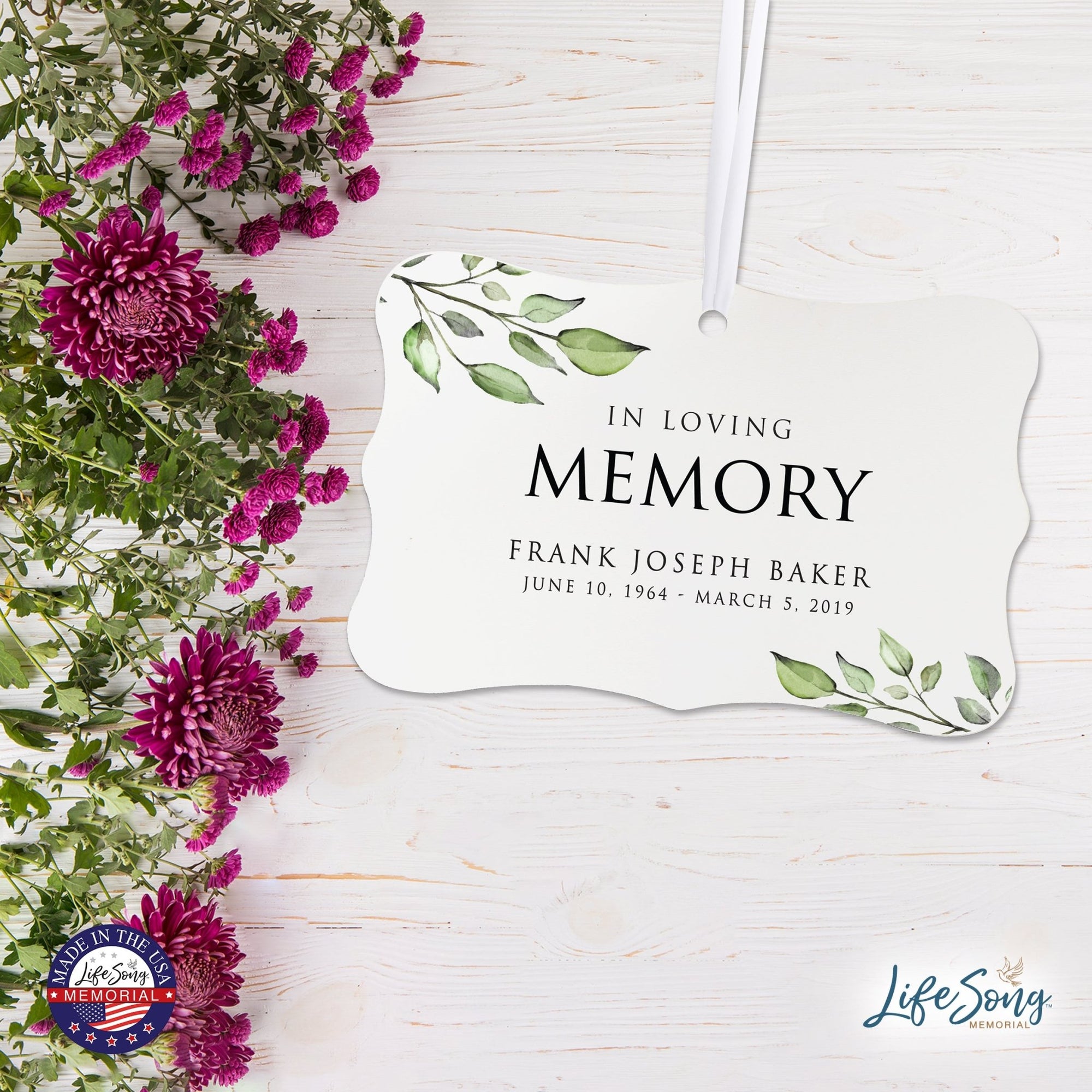Personalized Memorial White Scalloped Memorial Ornament For The Loss Of Loved One 4x2.5 - In Loving Memory - LifeSong Milestones