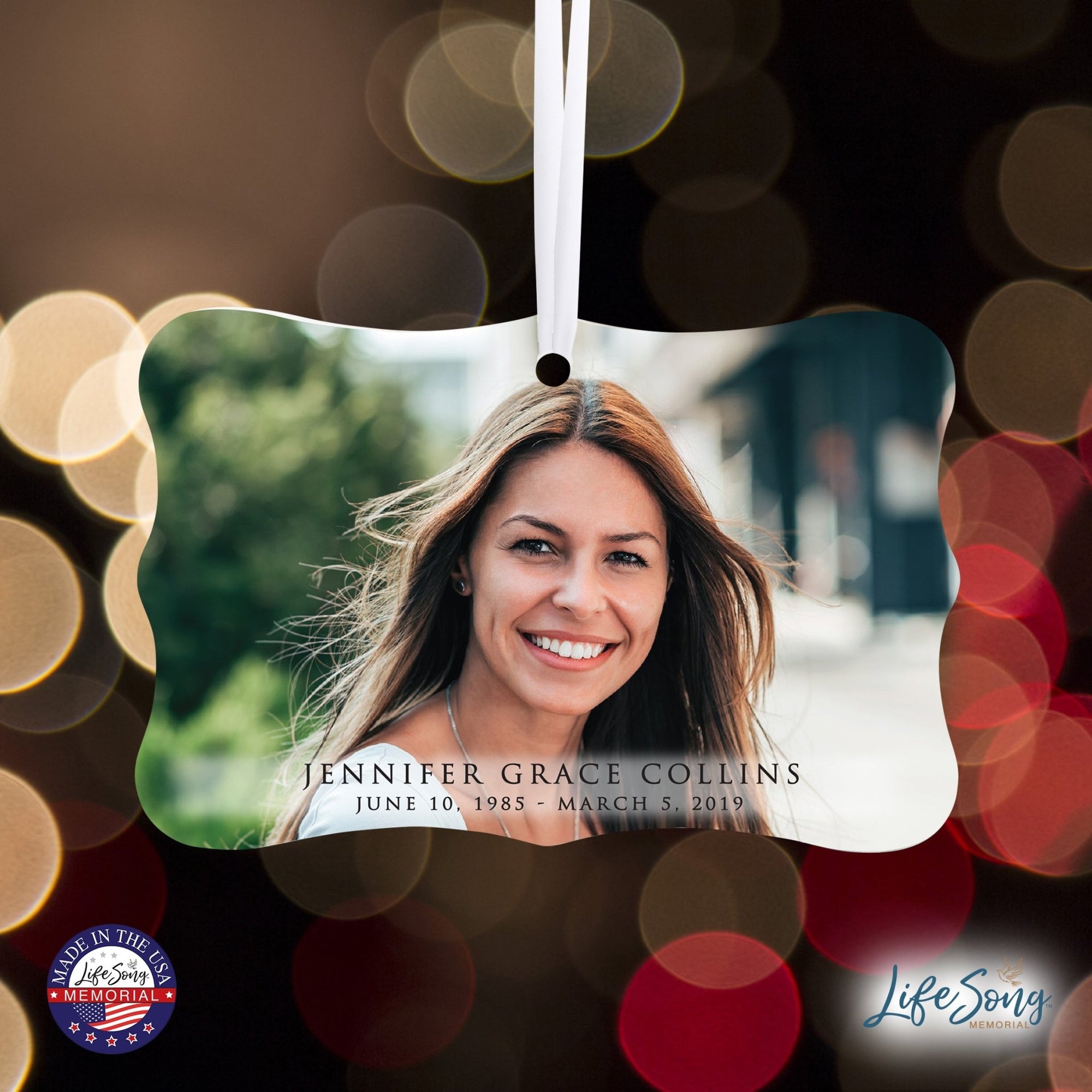 Personalized Memorial White Scalloped Memorial Ornament For The Loss Of Loved One 4x2.5 - Ornaments With Photos - LifeSong Milestones