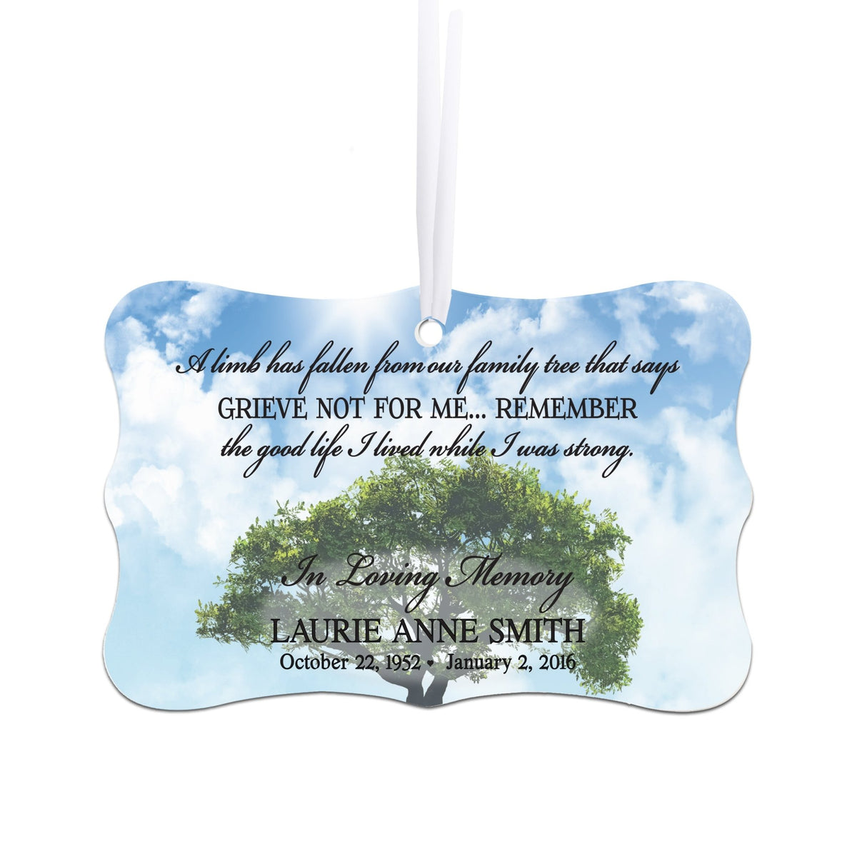 Personalized Memorial White Scalloped Memorial Ornament For The Loss Of Loved One 4x2.5 - Ornaments With Photos - LifeSong Milestones