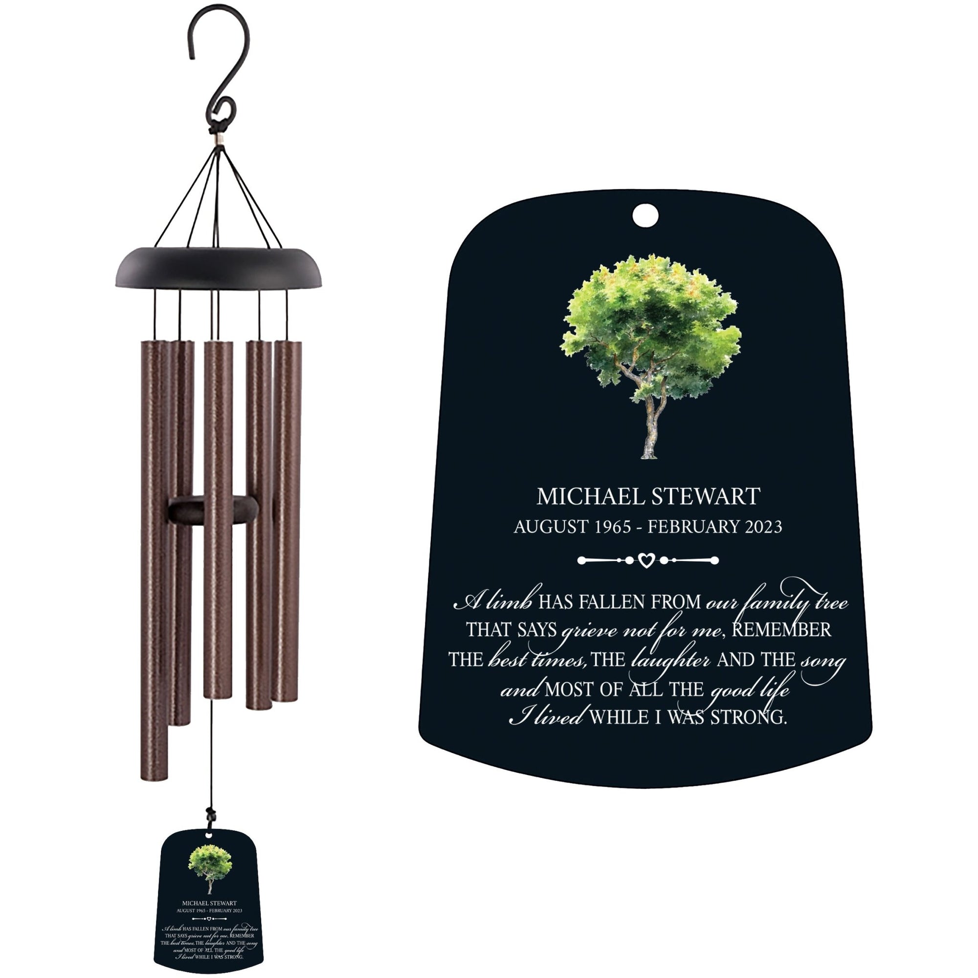 Personalized Memorial Wind Chime Sail Sympathy Gift - A Limb Has Fallen - LifeSong Milestones