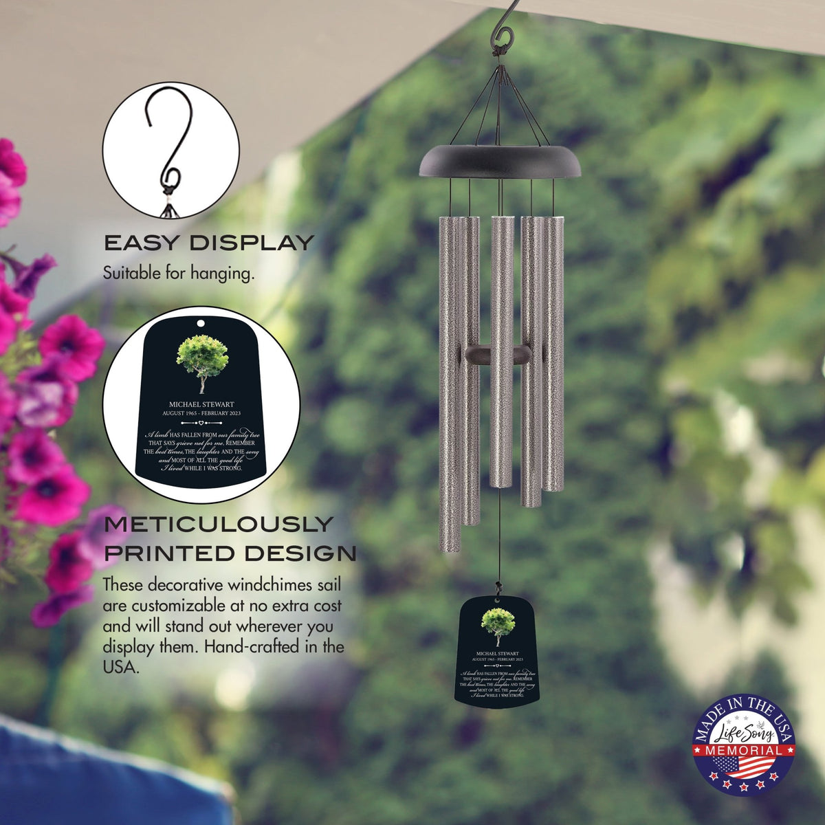 Personalized Memorial Wind Chime Sail Sympathy Gift - A Limb Has Fallen - LifeSong Milestones