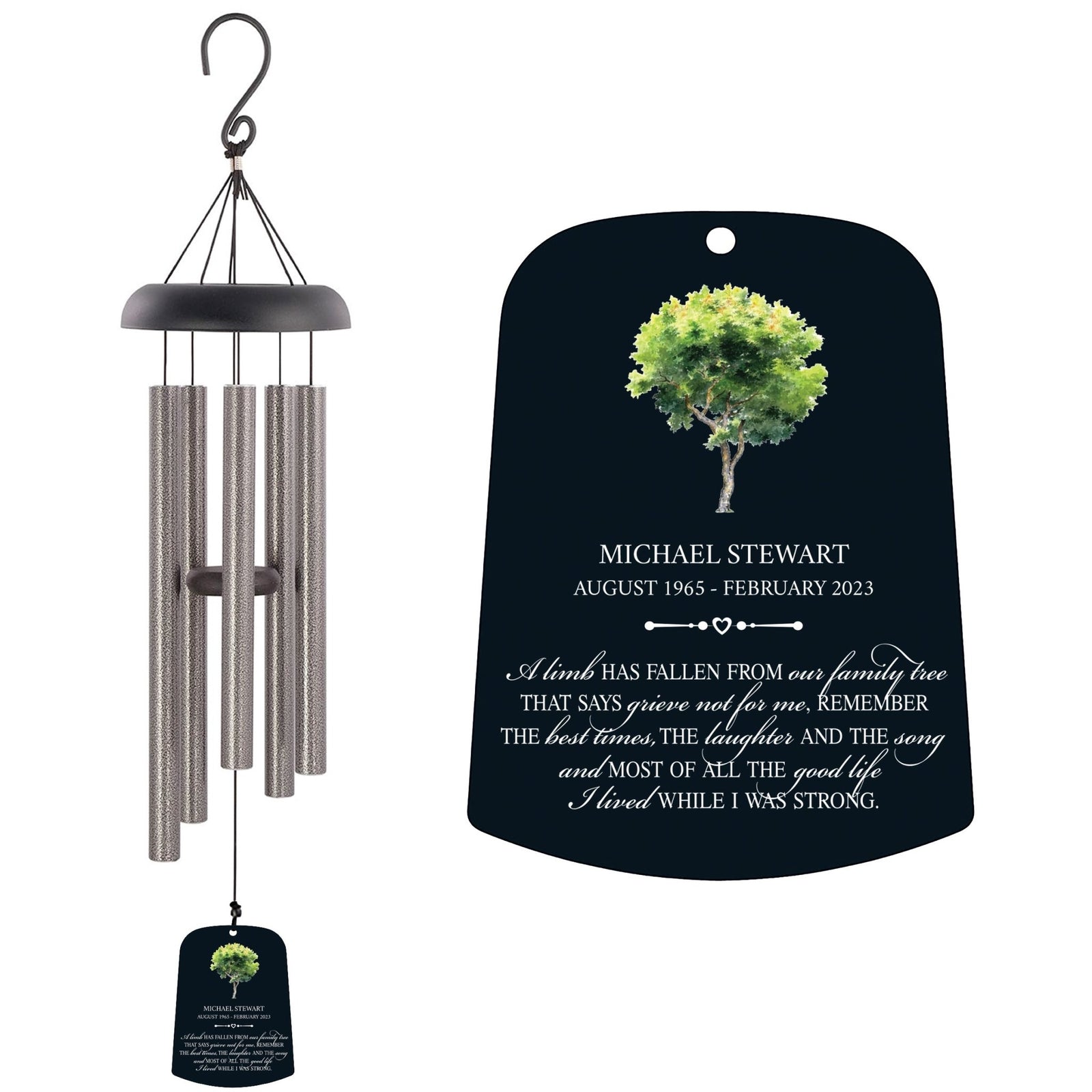 Personalized Memorial Wind Chime Sail Sympathy Gift - A Limb Has Fallen - LifeSong Milestones