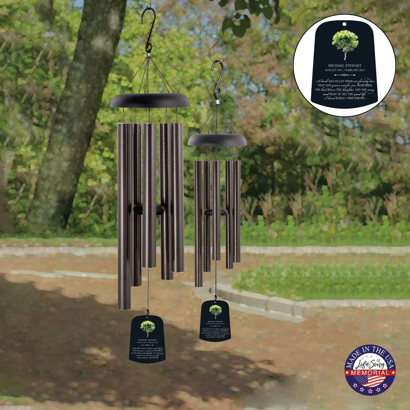 Personalized Memorial Wind Chime Sail Sympathy Gift - A Limb Has Fallen - LifeSong Milestones