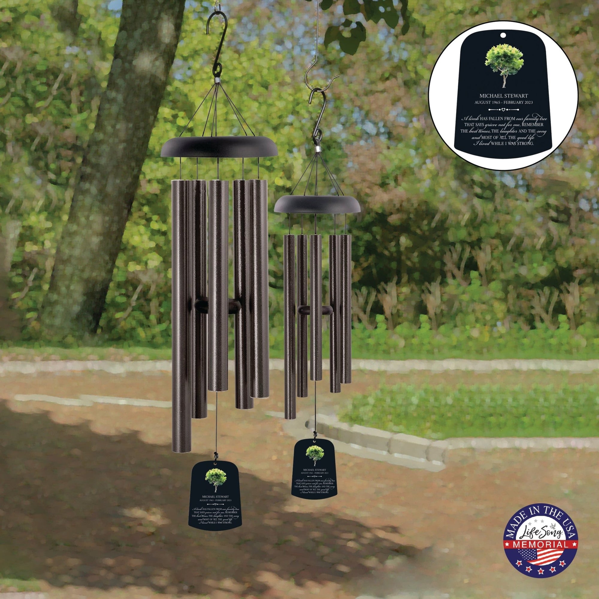 Personalized Memorial Wind Chime Sail Sympathy Gift - A Limb Has Fallen - LifeSong Milestones