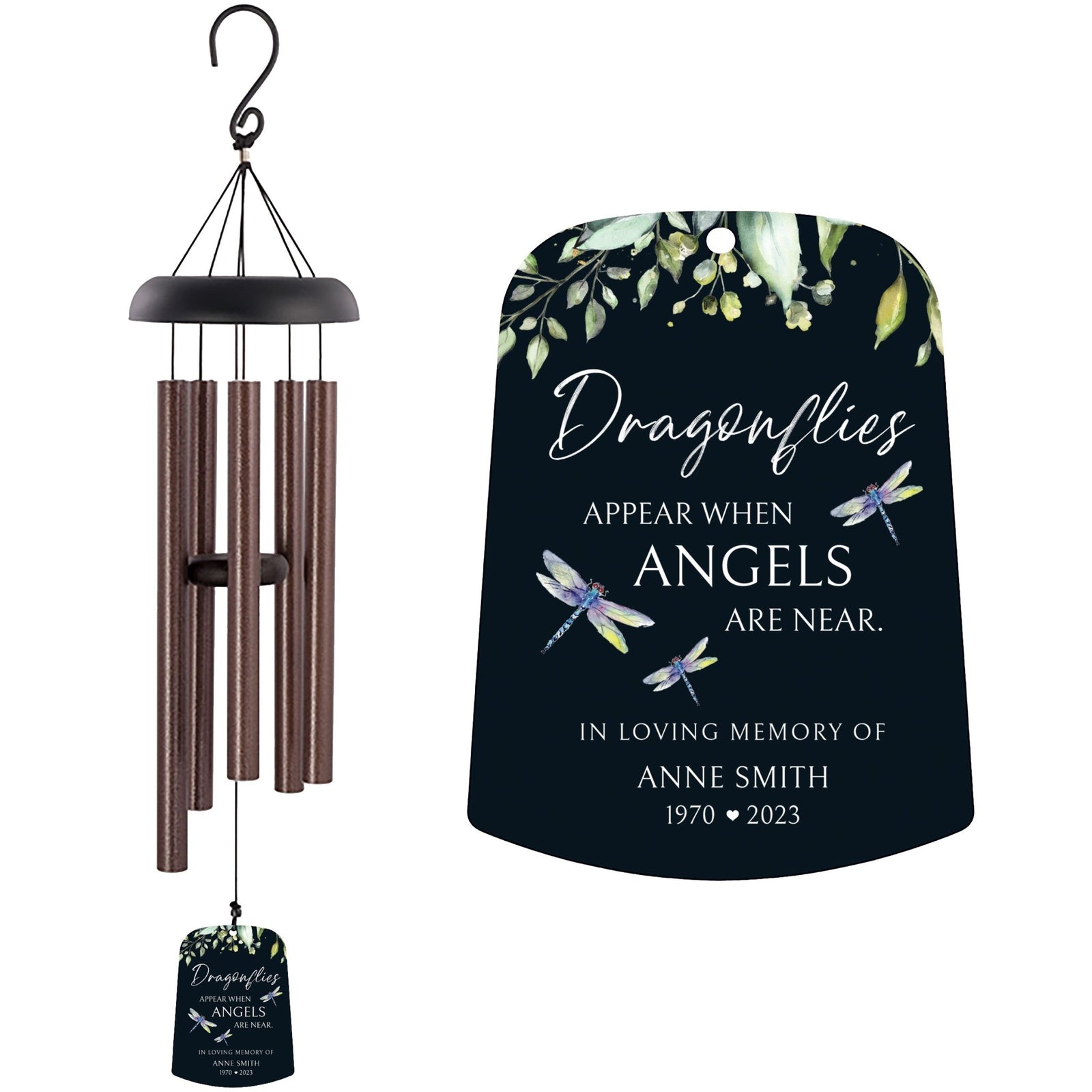 Personalized Memorial Wind Chime Sail Sympathy Gift - Angels Are Near - LifeSong Milestones