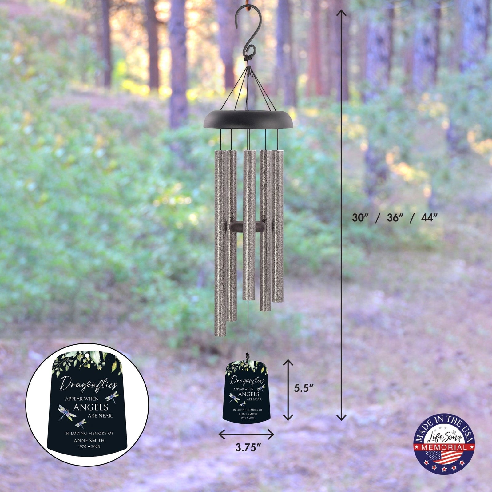 Personalized Memorial Wind Chime Sail Sympathy Gift - Angels Are Near - LifeSong Milestones
