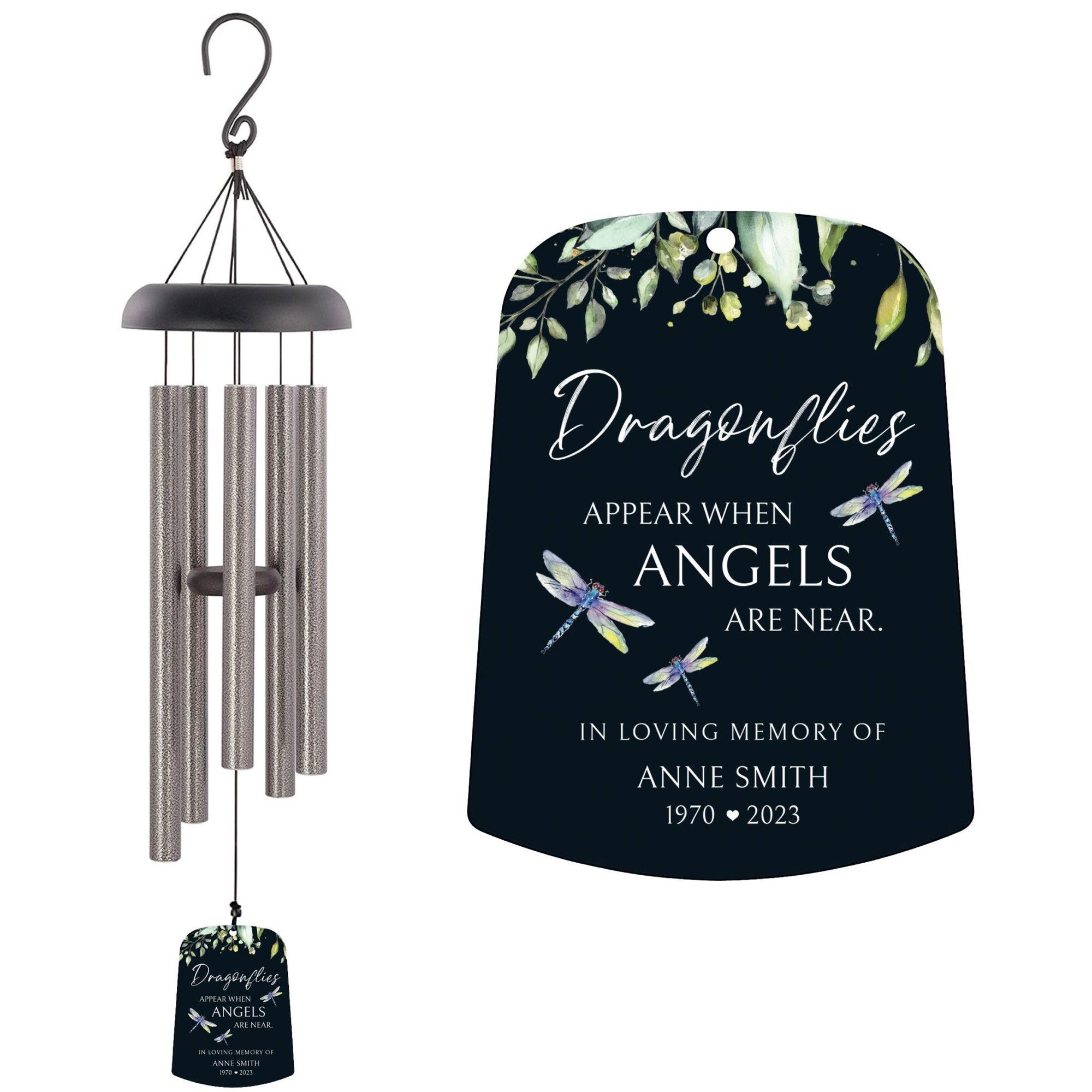 Personalized Memorial Wind Chime Sail Sympathy Gift - Angels Are Near - LifeSong Milestones
