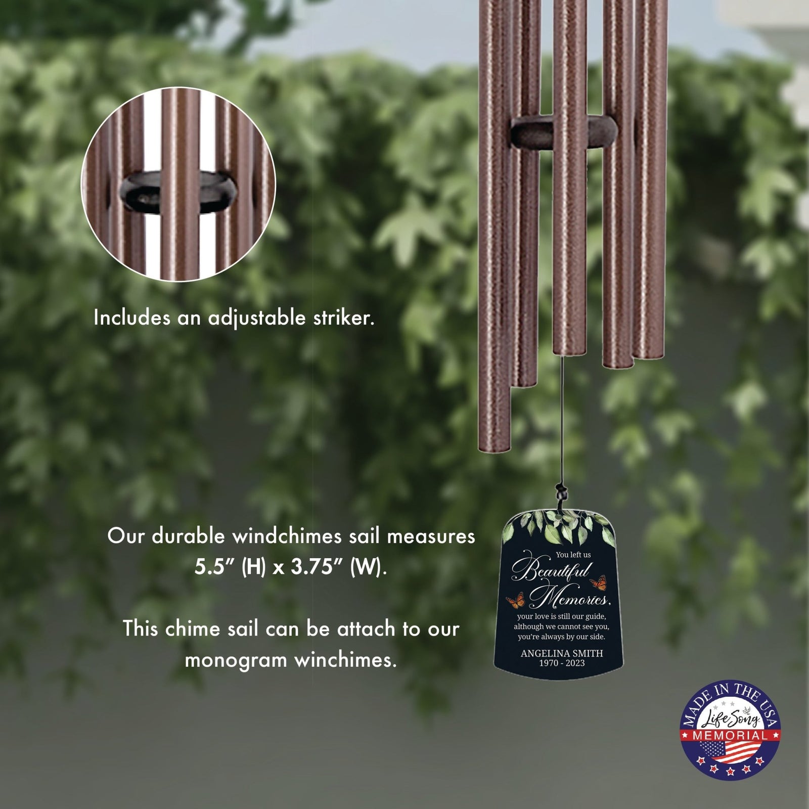 Personalized Memorial Wind Chime Sail Sympathy Gift - Beautiful Memories - LifeSong Milestones
