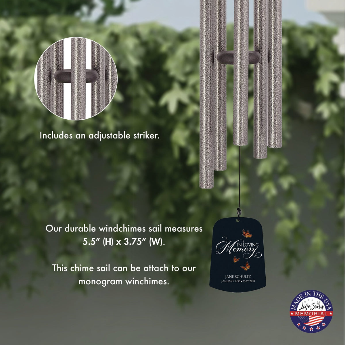 Personalized Memorial Wind Chime Sail Sympathy Gift - Beautiful Memories - LifeSong Milestones