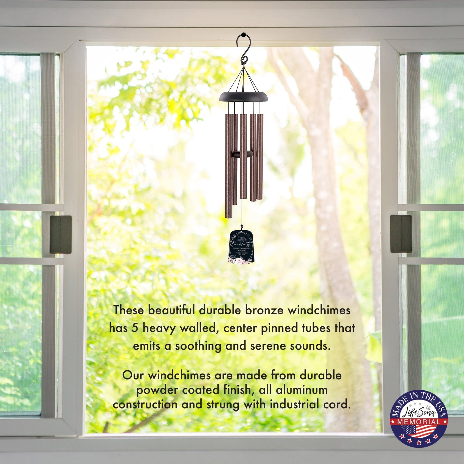 Personalized Memorial Wind Chime Sail Sympathy Gift - Hold You In Our Hearts - LifeSong Milestones