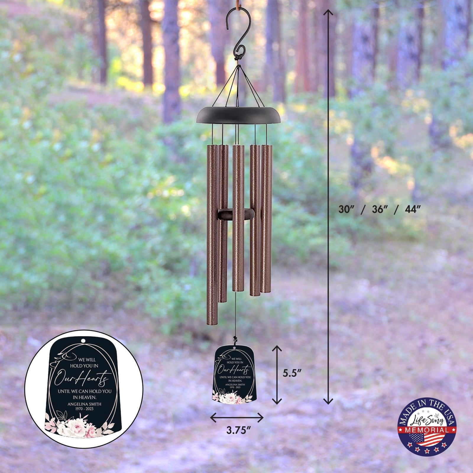 Personalized Memorial Wind Chime Sail Sympathy Gift - Hold You In Our Hearts - LifeSong Milestones