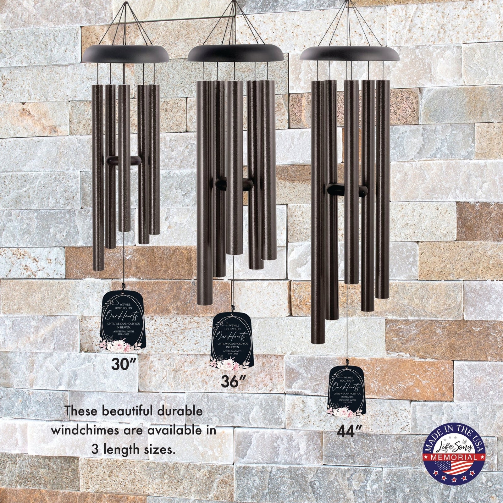 Personalized Memorial Wind Chime Sail Sympathy Gift - Hold You In Our Hearts - LifeSong Milestones