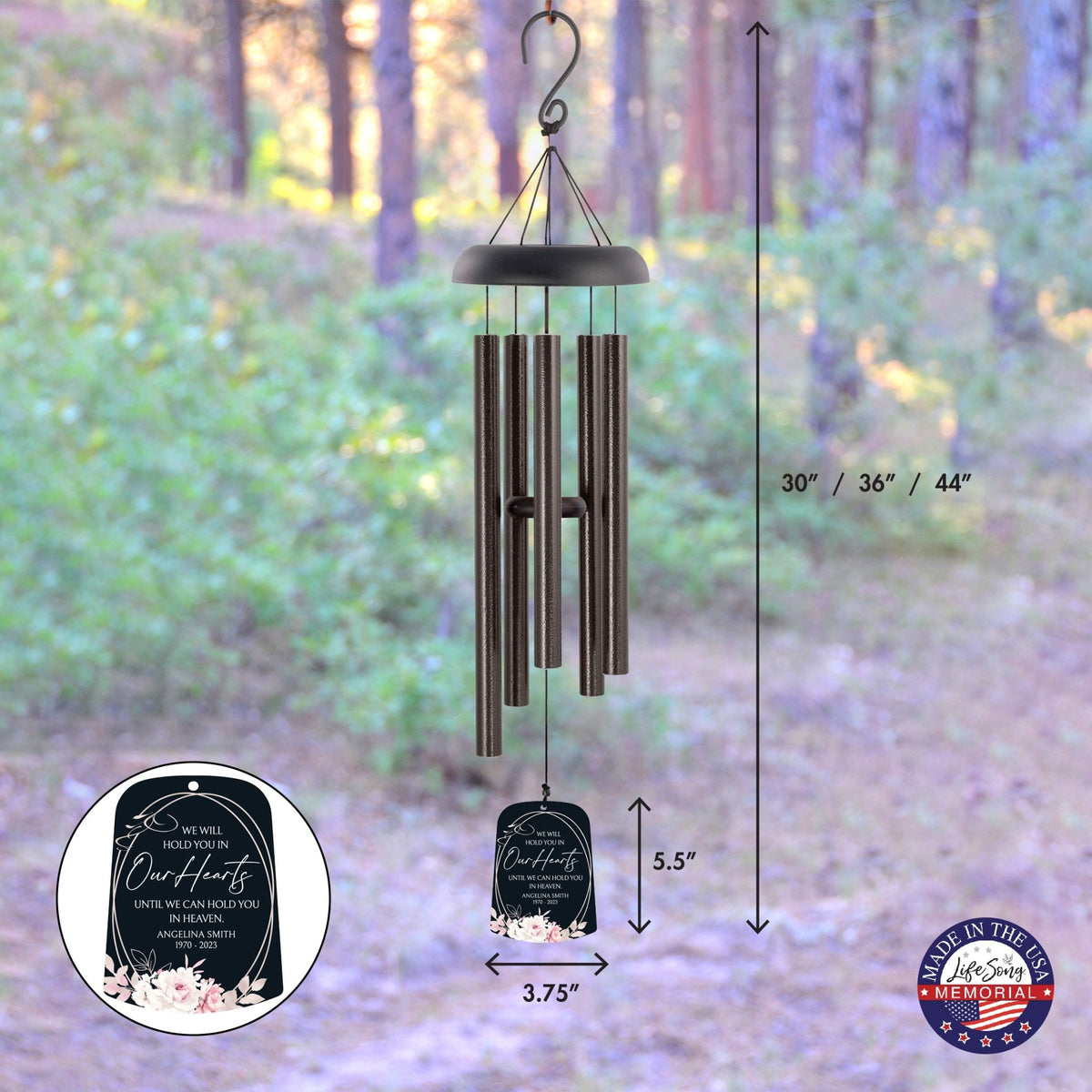 Personalized Memorial Wind Chime Sail Sympathy Gift - Hold You In Our Hearts - LifeSong Milestones