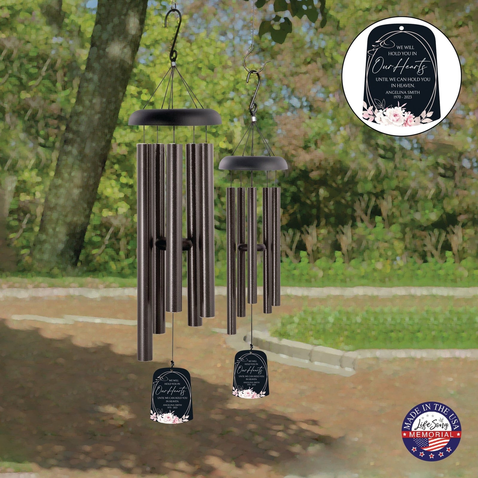 Personalized Memorial Wind Chime Sail Sympathy Gift - Hold You In Our Hearts - LifeSong Milestones