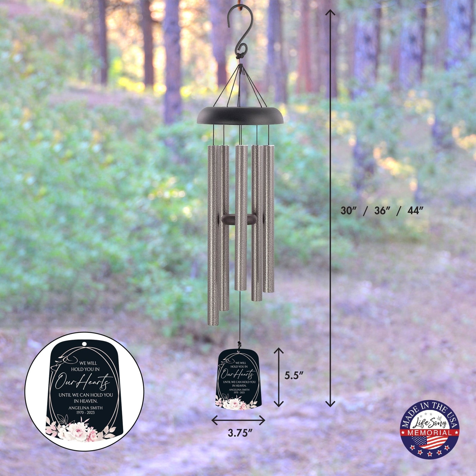 Personalized Memorial Wind Chime Sail Sympathy Gift - Hold You In Our Hearts - LifeSong Milestones
