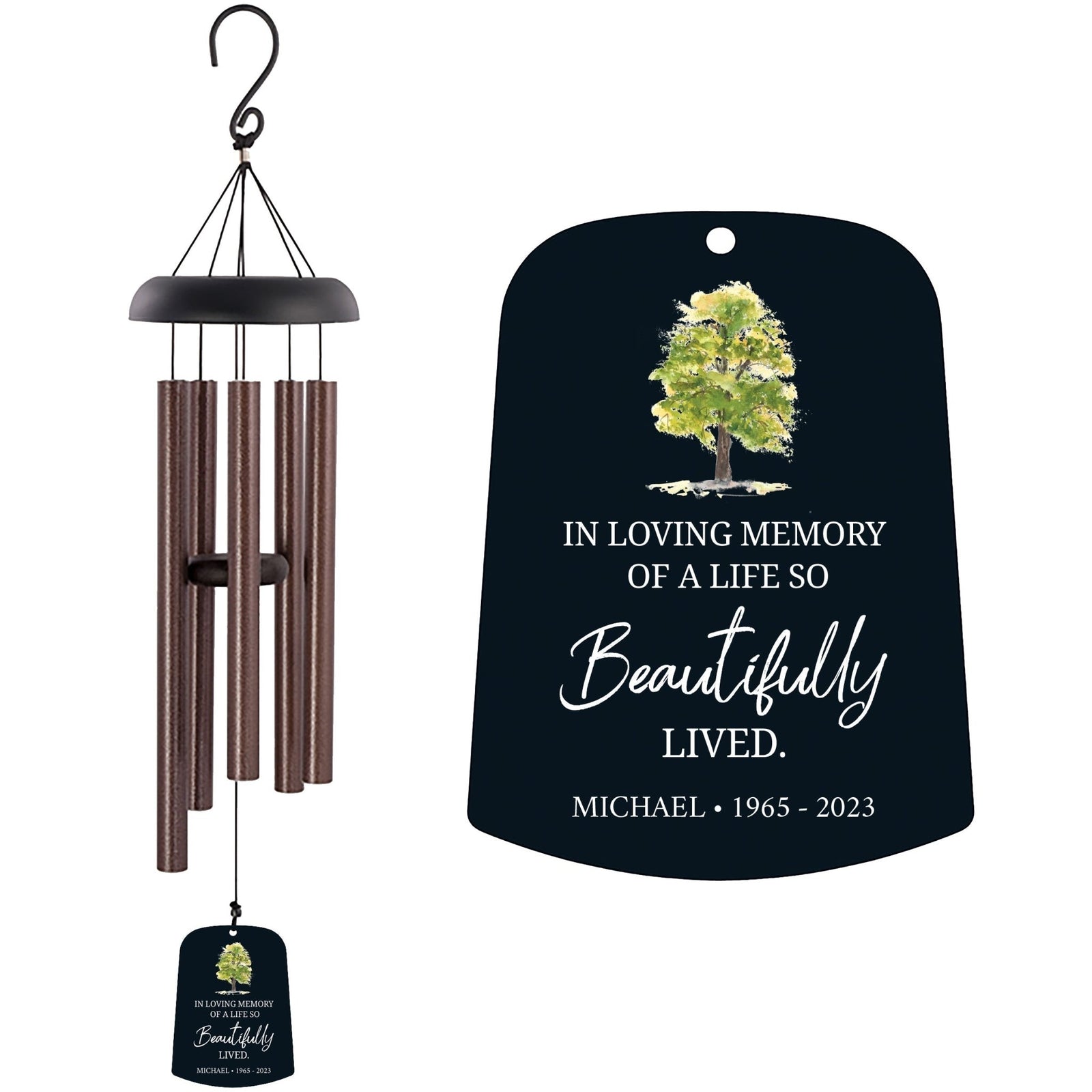 Personalized Memorial Wind Chime Sail Sympathy Gift - In Loving Memory (tree) - LifeSong Milestones