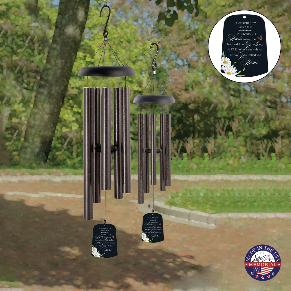 Personalized Memorial Wind Chime Sail Sympathy Gift - It Broke Our Hearts - LifeSong Milestones
