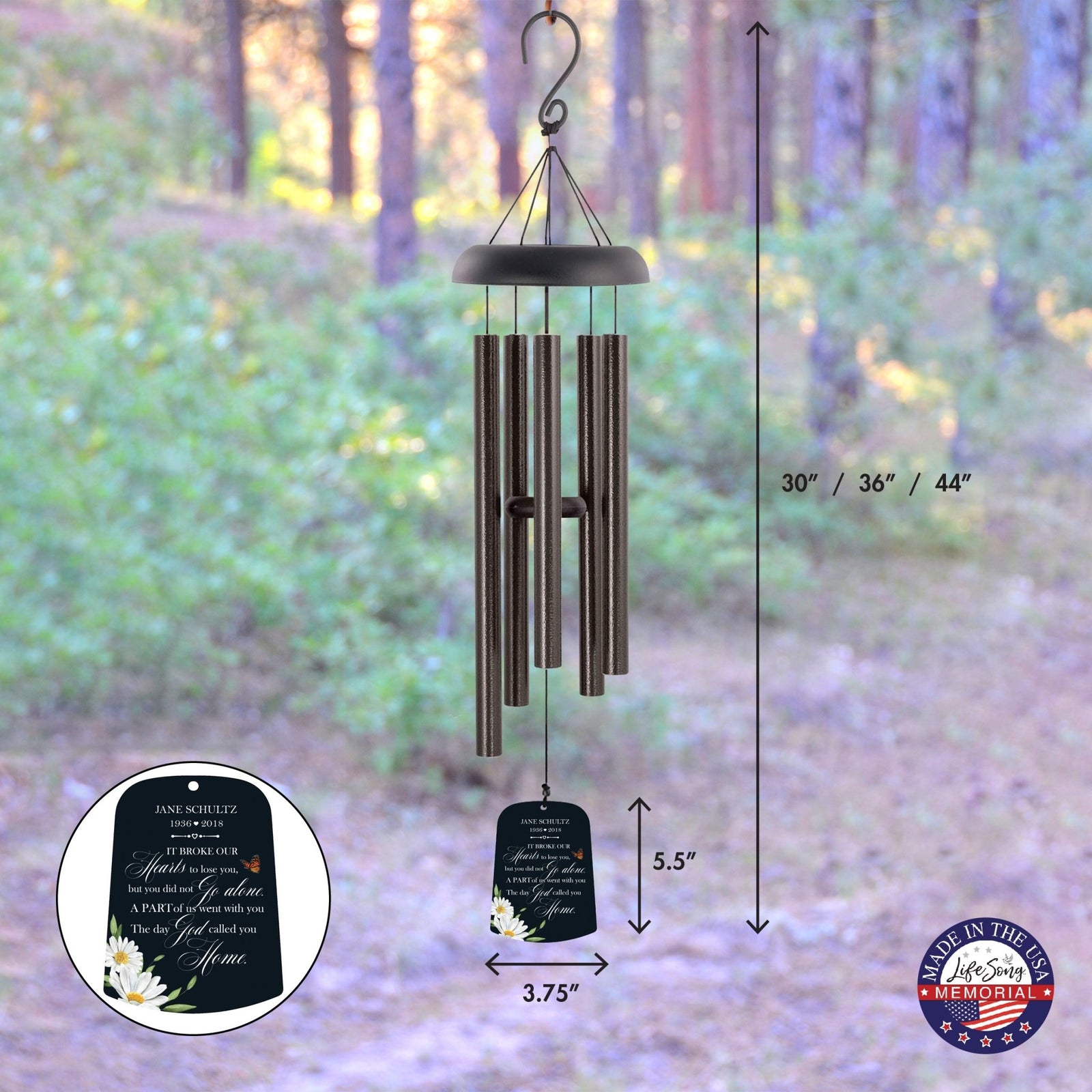 Personalized Memorial Wind Chime Sail Sympathy Gift - It Broke Our Hearts - LifeSong Milestones