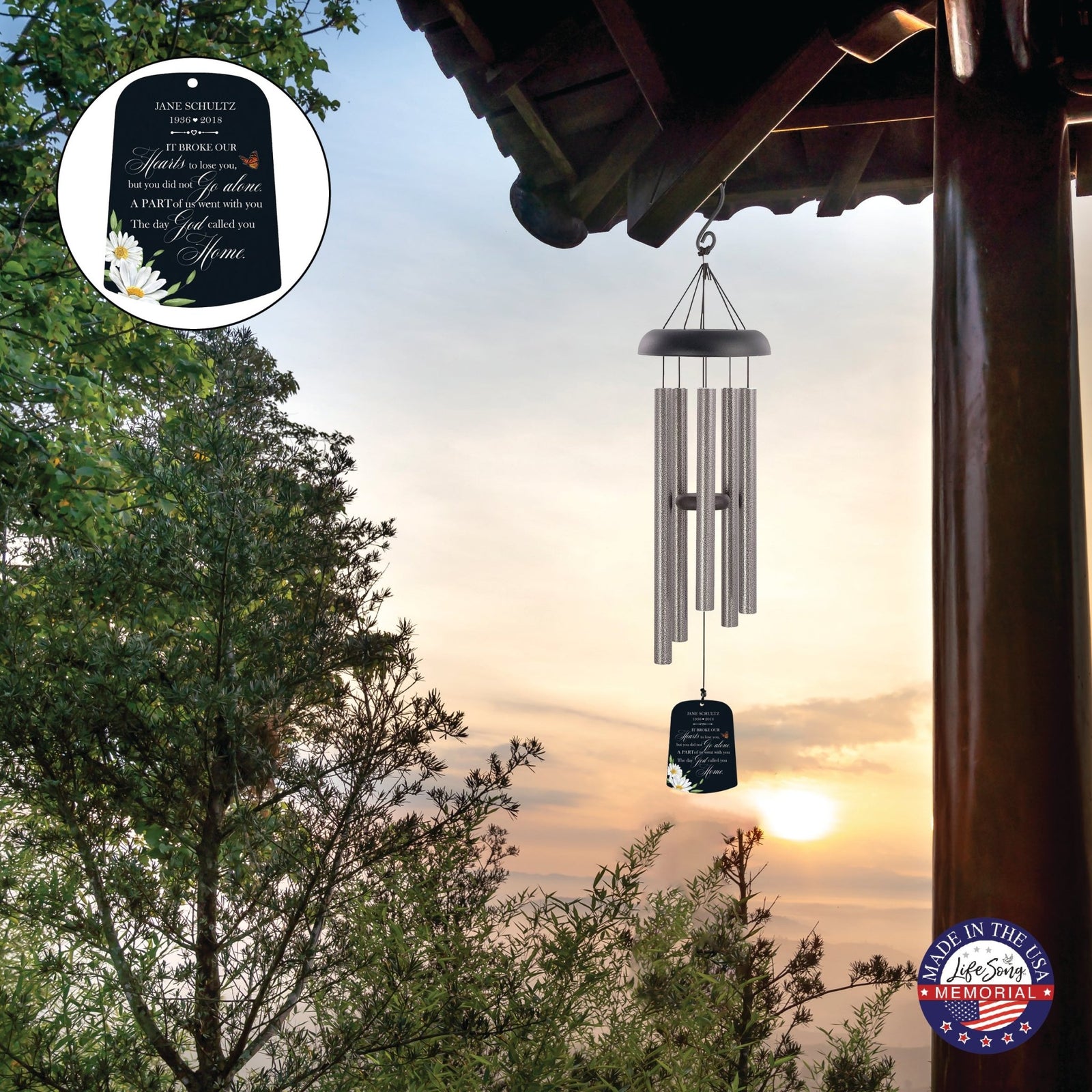 Personalized Memorial Wind Chime Sail Sympathy Gift - It Broke Our Hearts - LifeSong Milestones