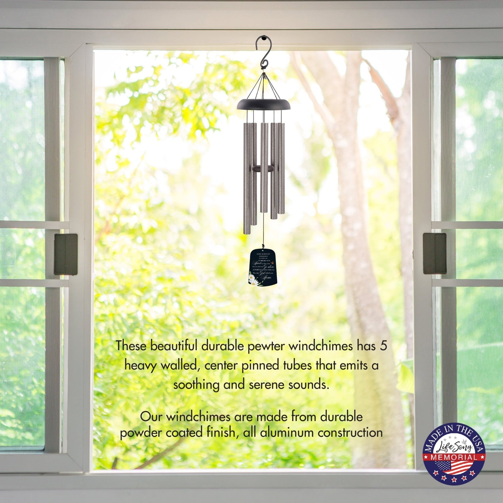 Personalized Memorial Wind Chime Sail Sympathy Gift - It Broke Our Hearts - LifeSong Milestones
