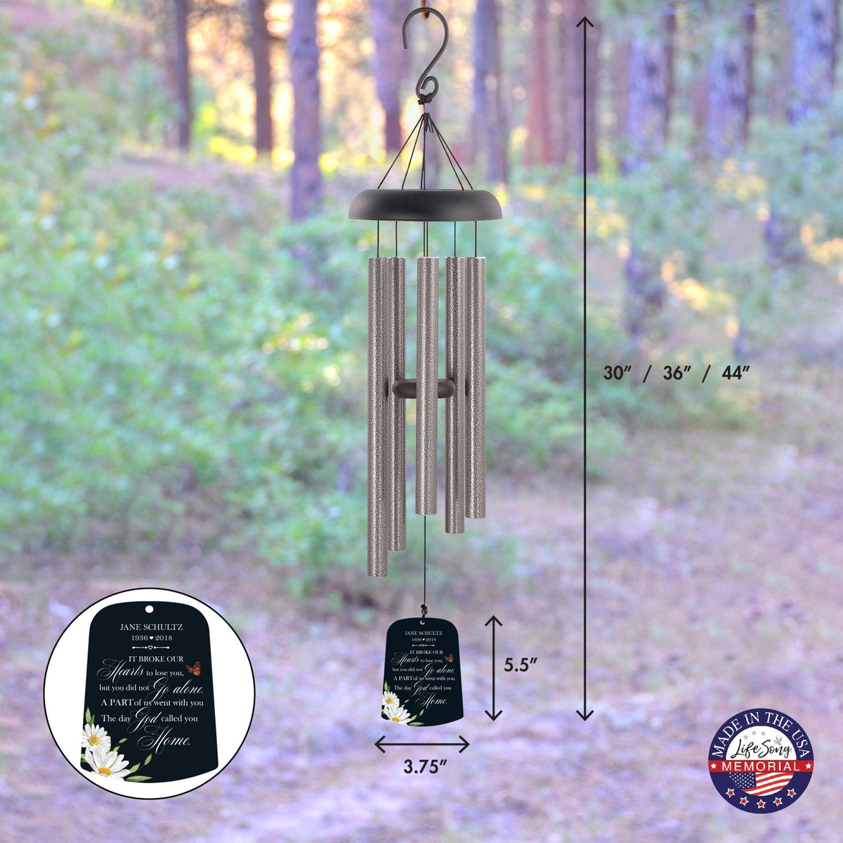 Personalized Memorial Wind Chime Sail Sympathy Gift - It Broke Our Hearts - LifeSong Milestones