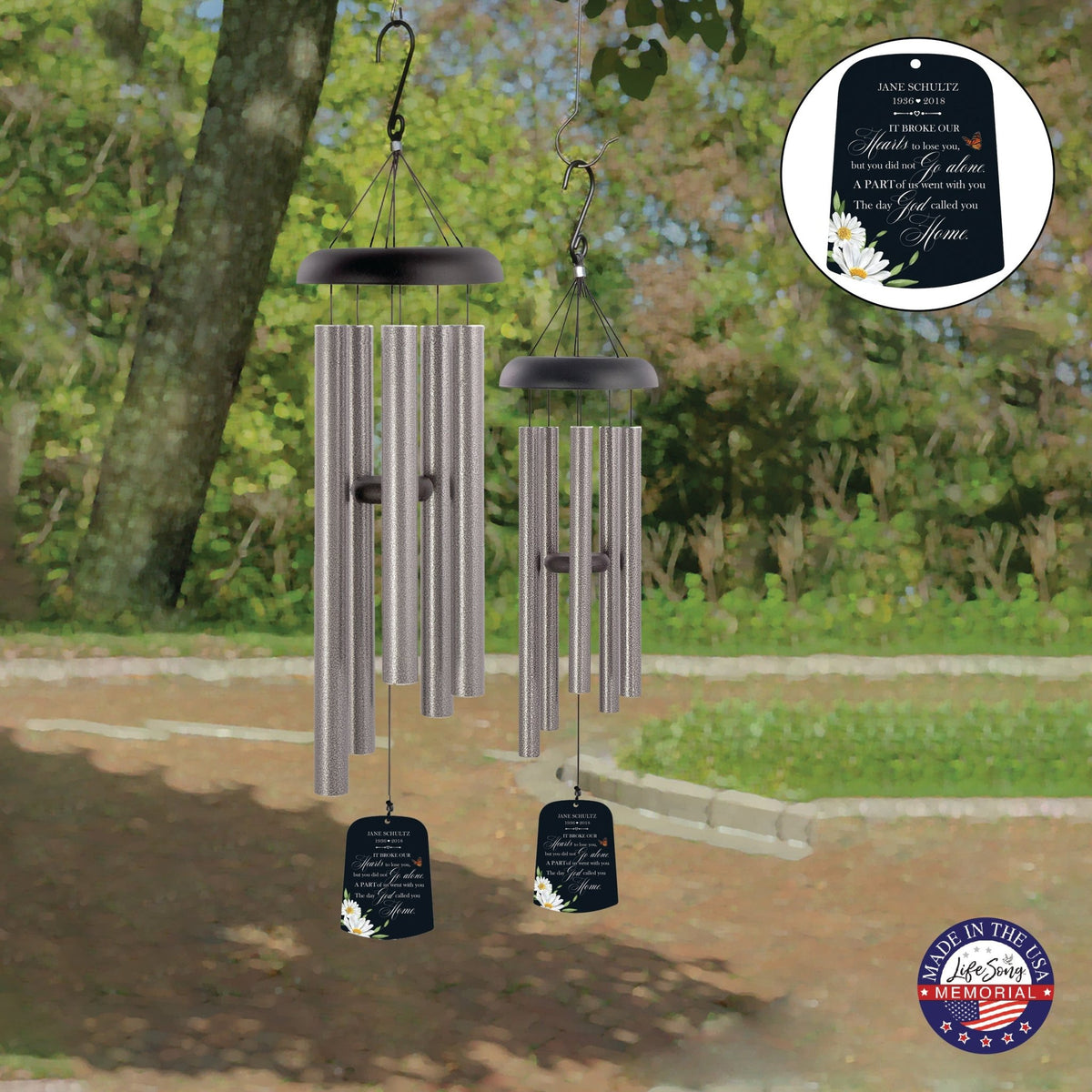 Personalized Memorial Wind Chime Sail Sympathy Gift - It Broke Our Hearts - LifeSong Milestones