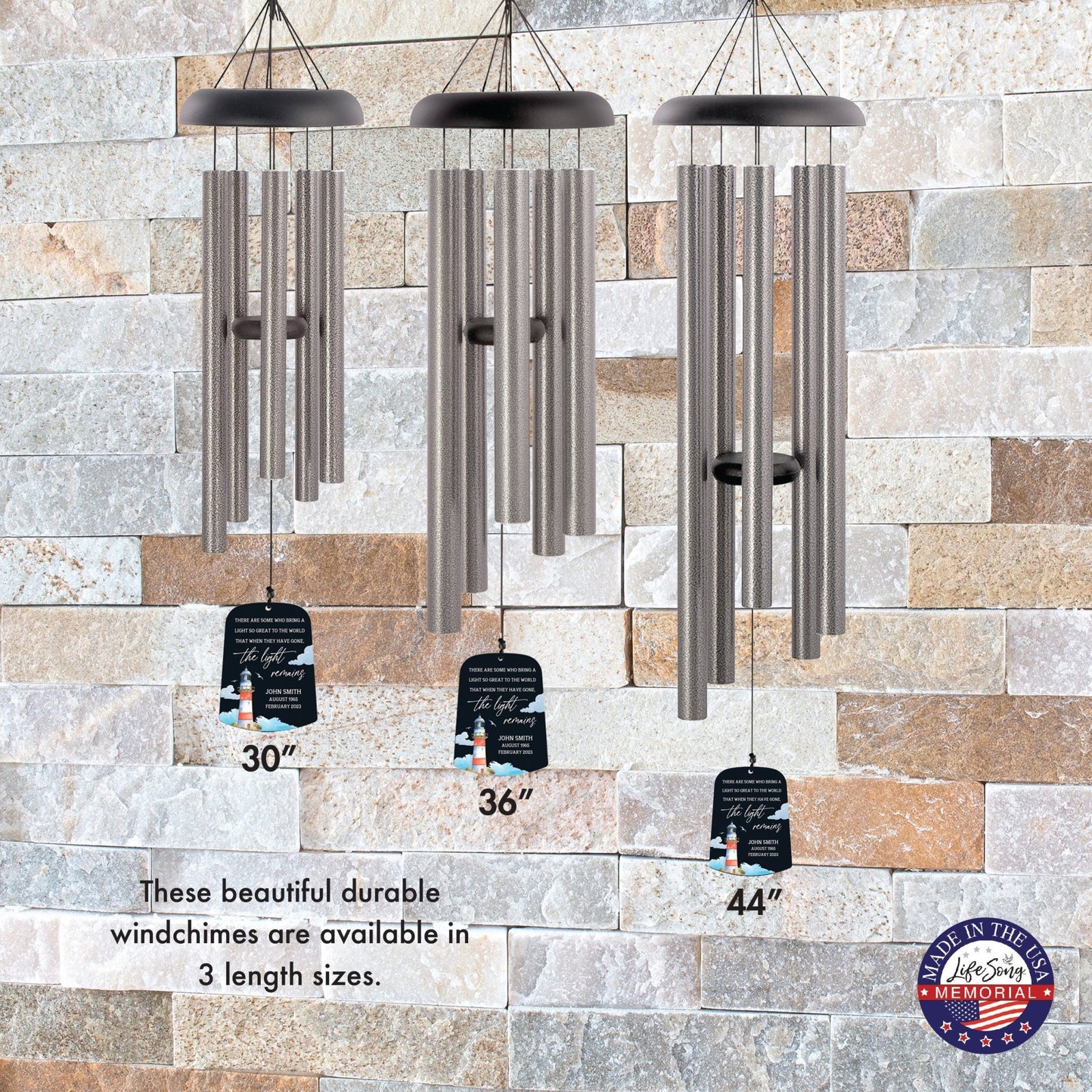 Personalized Memorial Wind Chime Sail Sympathy Gift - The Light Remains (lighthouse) - LifeSong Milestones