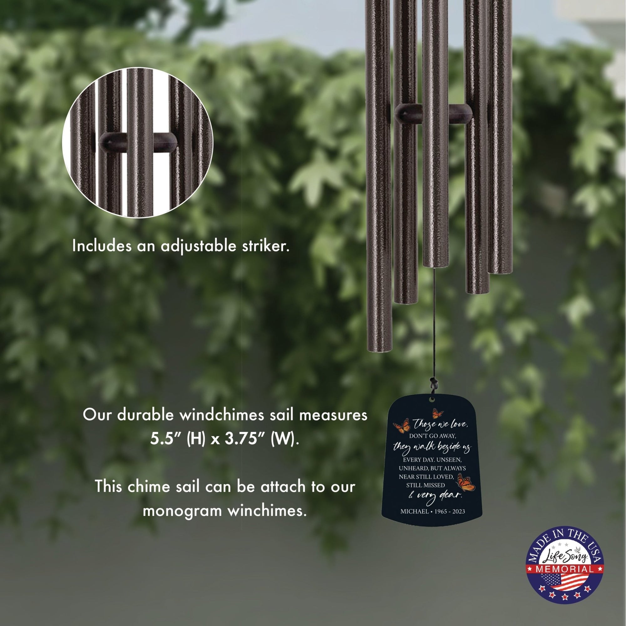 Personalized Memorial Wind Chime Sail Sympathy Gift - Those We Love - LifeSong Milestones