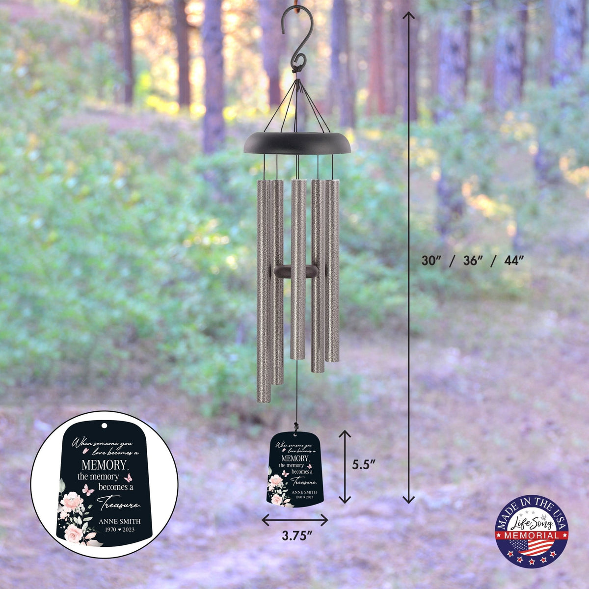 Personalized Memorial Wind Chime Sail Sympathy Gift - When Someone You Love - LifeSong Milestones