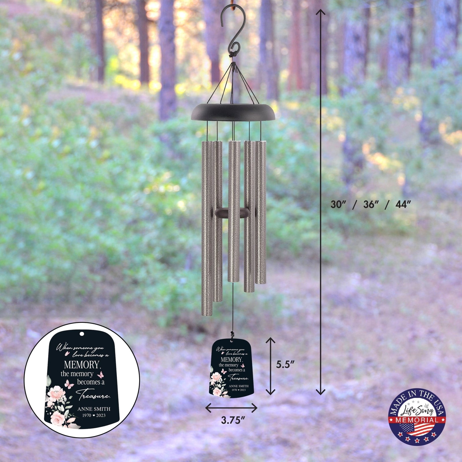 Personalized Memorial Wind Chime Sail Sympathy Gift - When Someone You Love - LifeSong Milestones