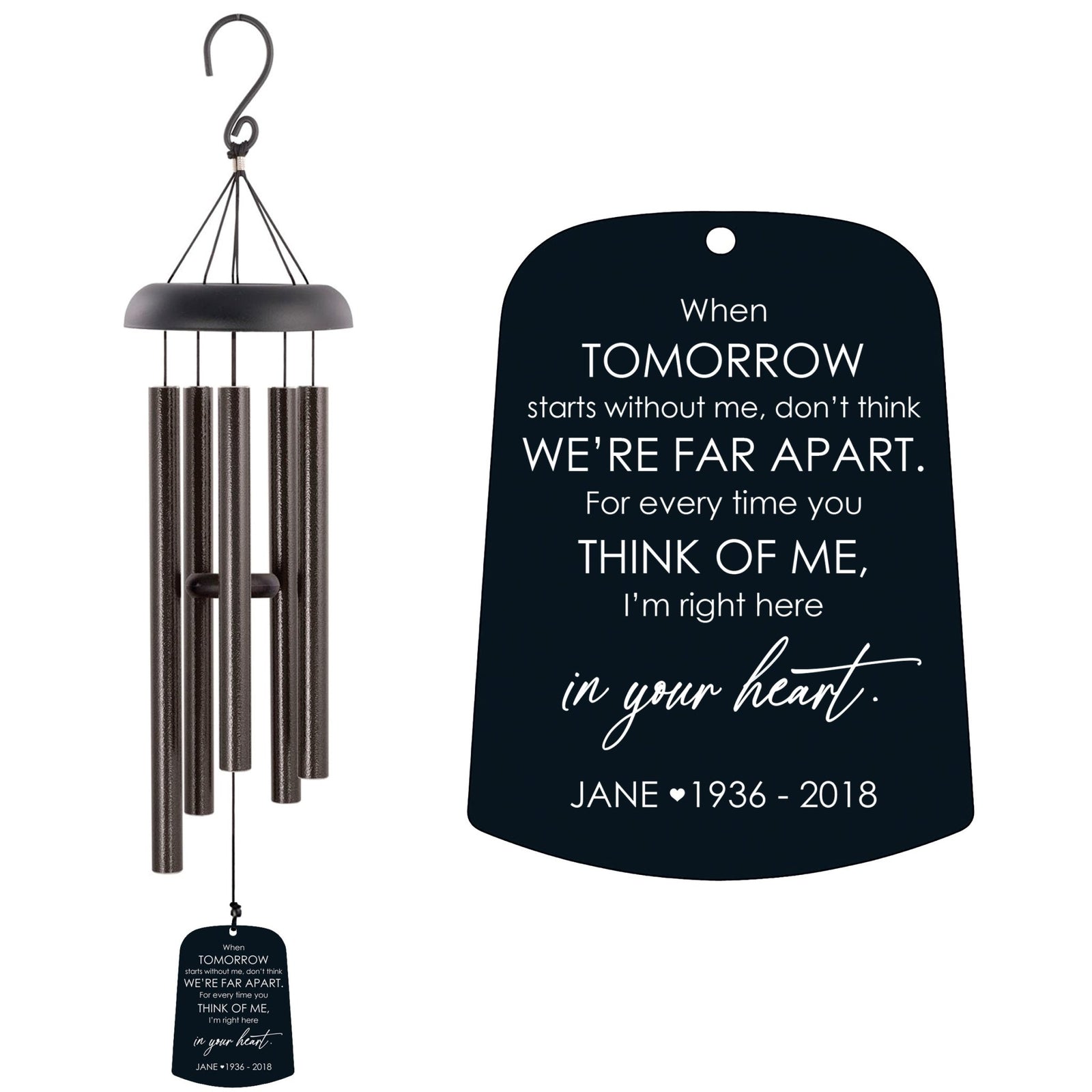 Personalized Memorial Wind Chime Sail Sympathy Gift - When Tomorrow Starts - LifeSong Milestones