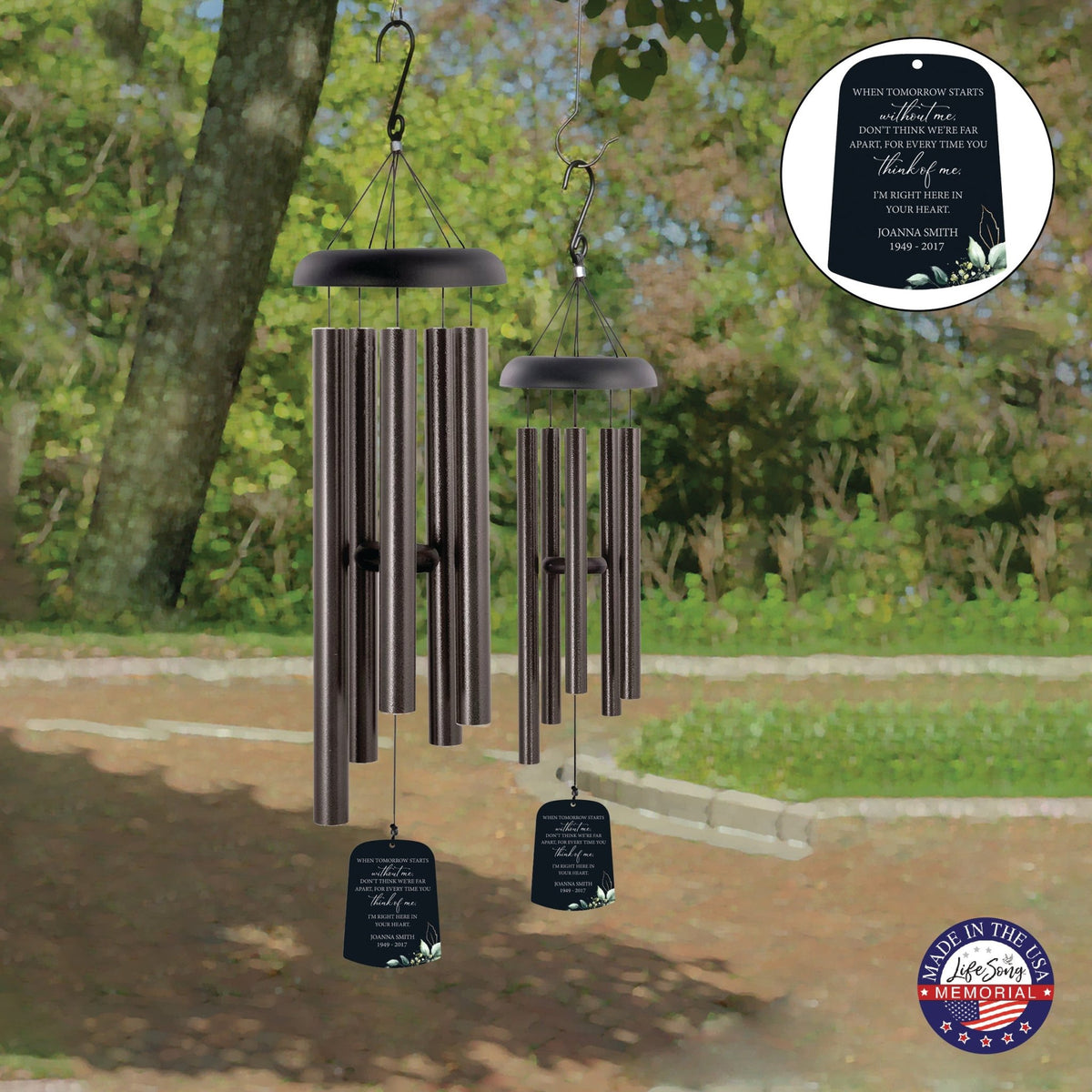 Personalized Memorial Wind Chime Sail Sympathy Gift - When Tomorrow Starts (leaves) - LifeSong Milestones