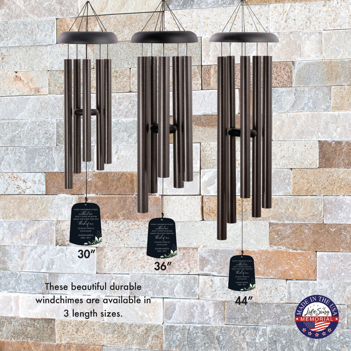 Personalized Memorial Wind Chime Sail Sympathy Gift - When Tomorrow Starts (leaves) - LifeSong Milestones