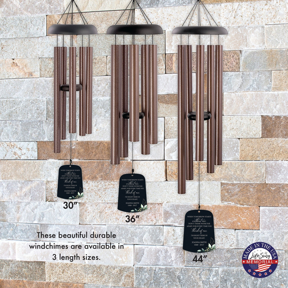 Personalized Memorial Wind Chime Sail Sympathy Gift - When Tomorrow Starts (leaves) - LifeSong Milestones