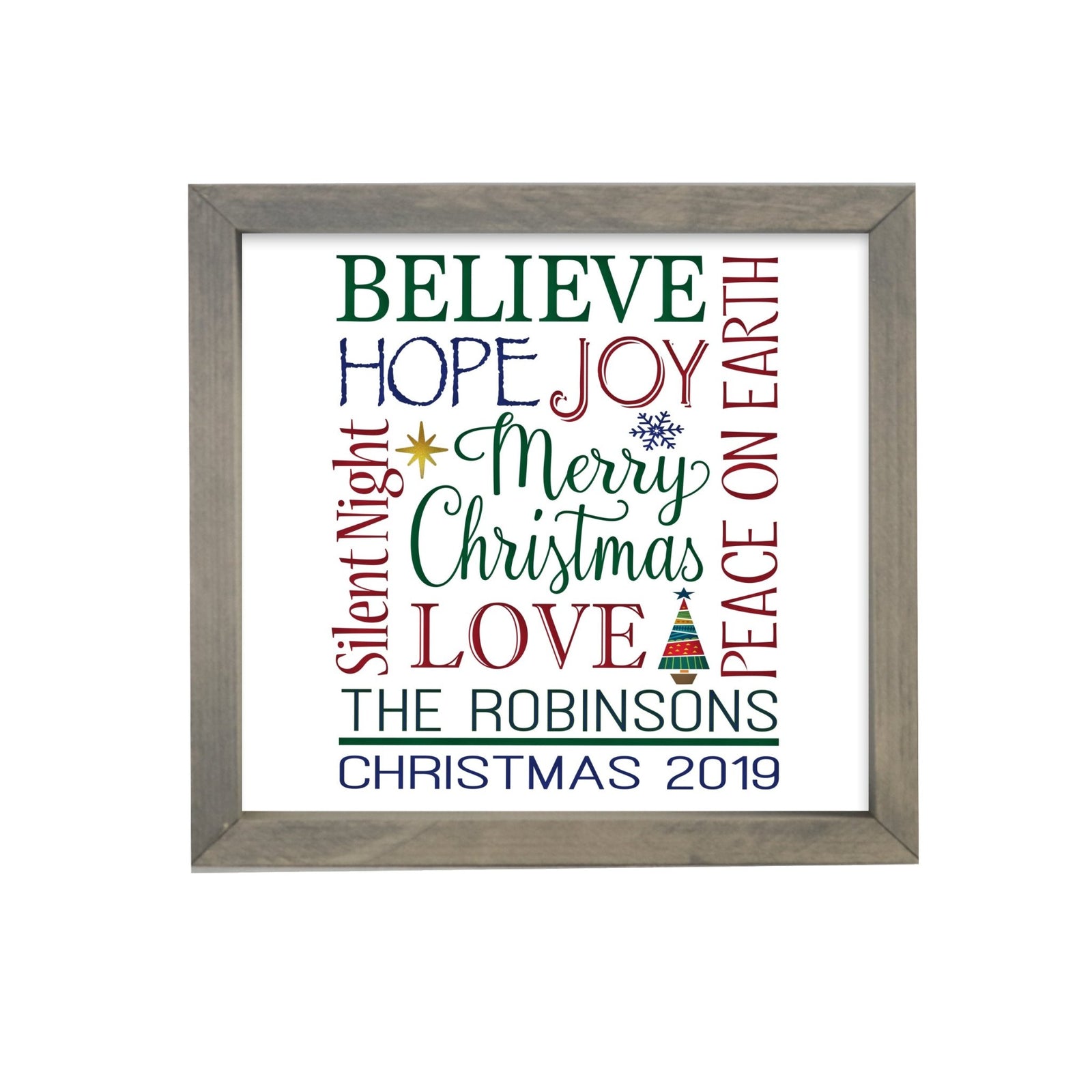 Personalized Merry Christmas Framed Shadow Box - Christmas Typography - LifeSong Milestones