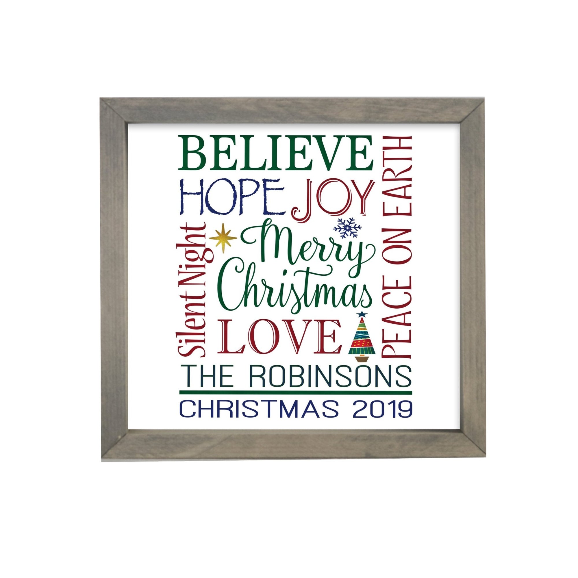 Personalized Merry Christmas Framed Shadow Box - Christmas Typography - LifeSong Milestones