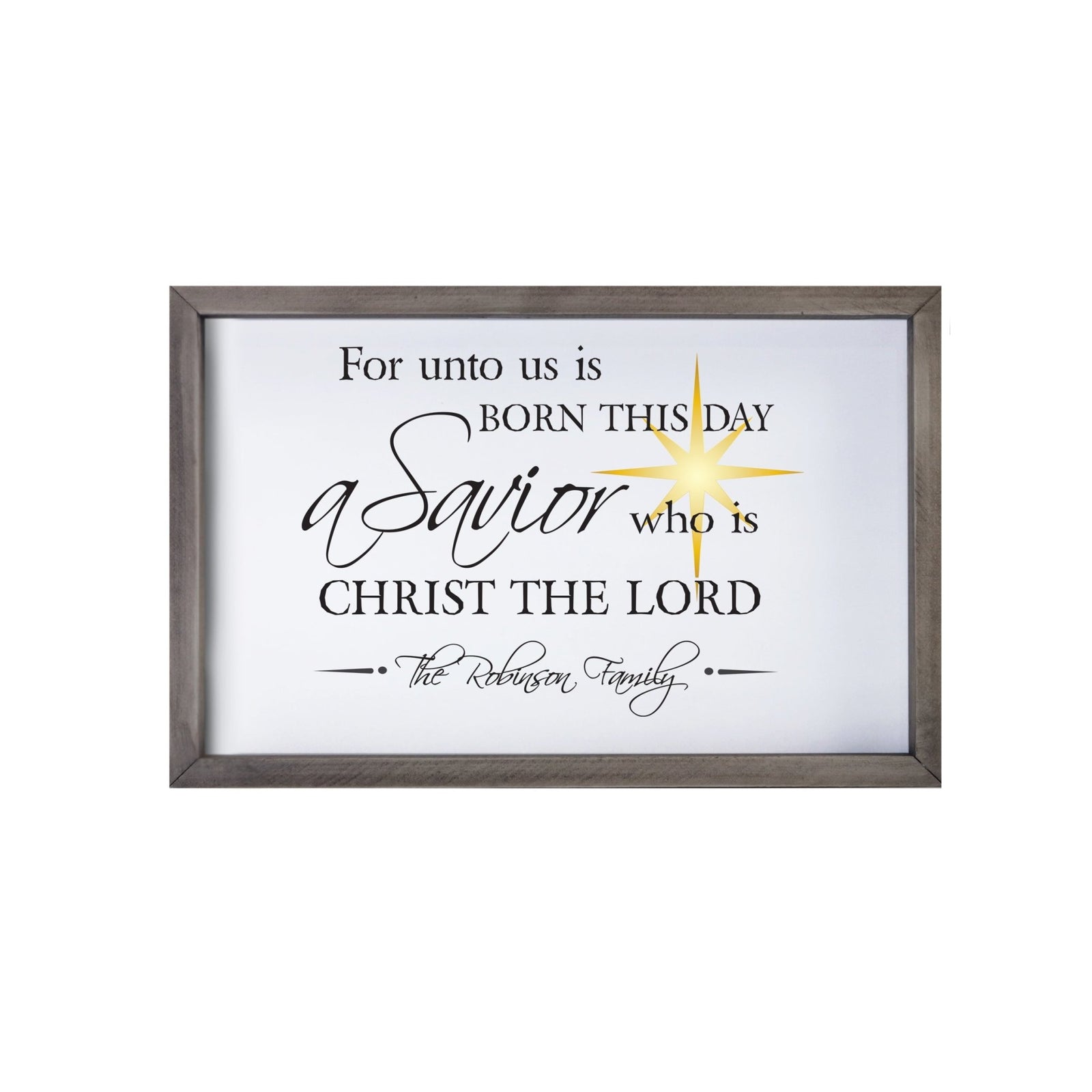 Personalized Merry Christmas Framed Shadow Box - For Unto Us - LifeSong Milestones