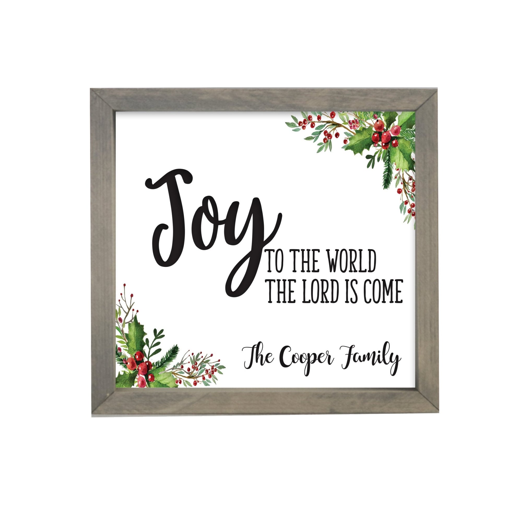 Personalized Merry Christmas Framed Shadow Box- Holly Joy To The World - LifeSong Milestones