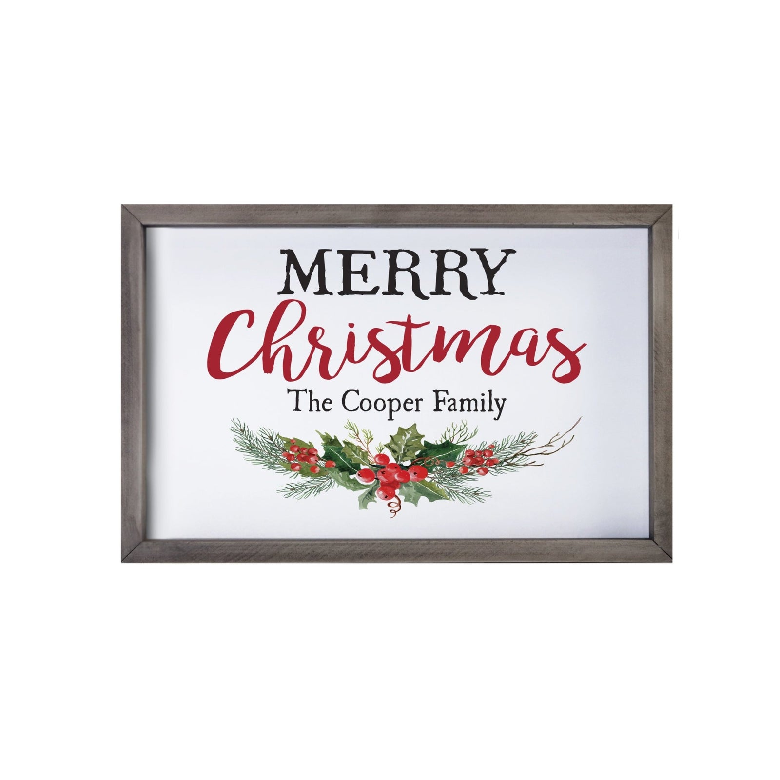 Personalized Merry Christmas Framed Shadow Box - Holly Merry Christmas - LifeSong Milestones