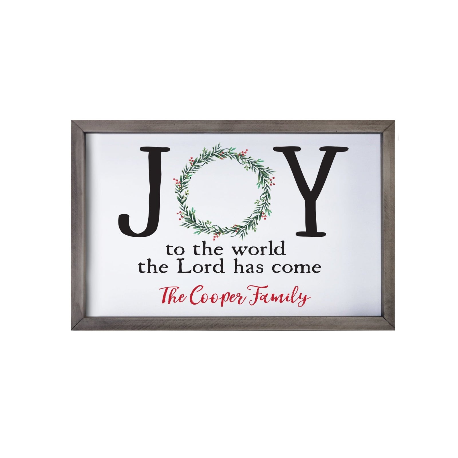 Personalized Merry Christmas Framed Shadow Box-Joy To The World Wreath - LifeSong Milestones