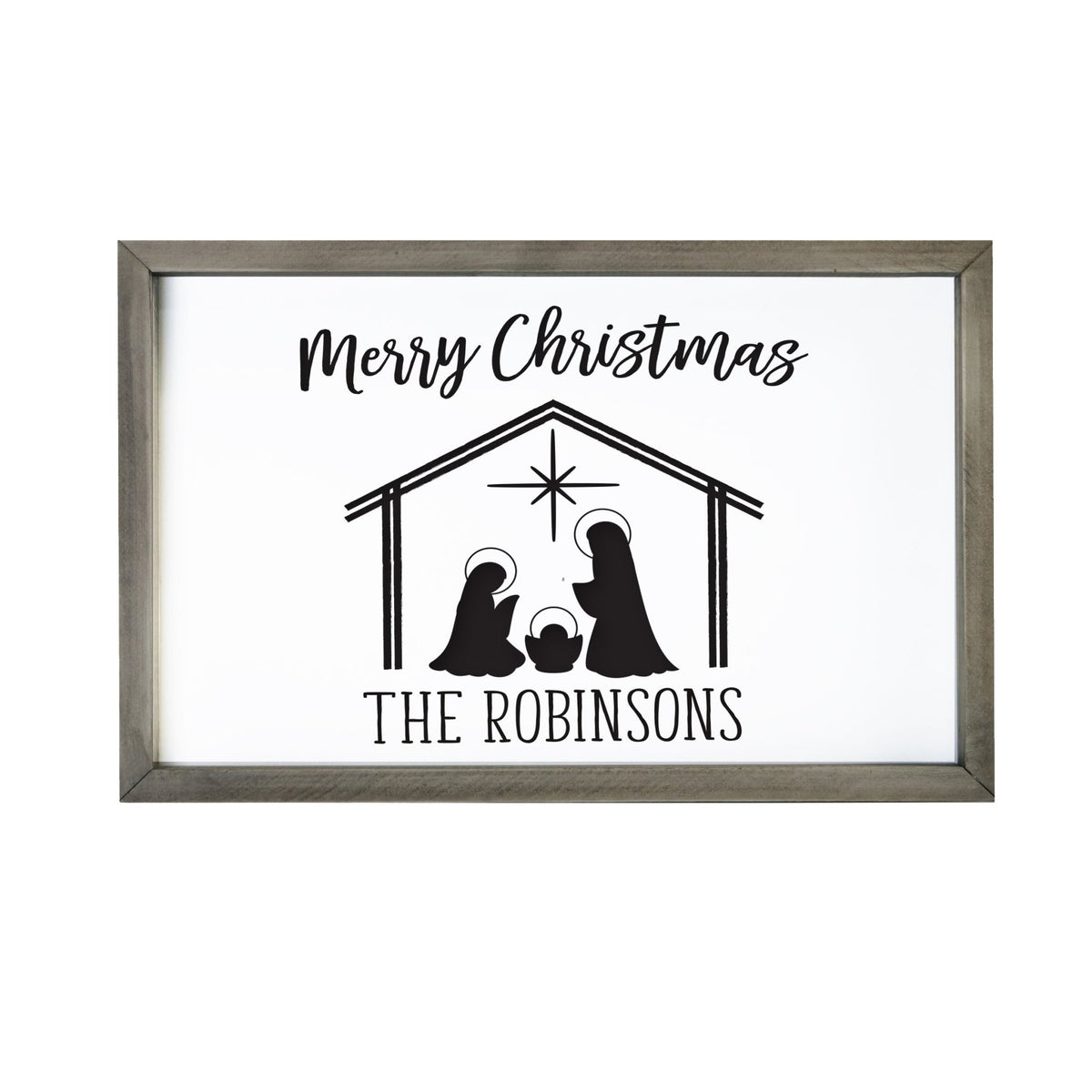 Personalized Merry Christmas Framed Shadow Box - Nativity Christmas - LifeSong Milestones