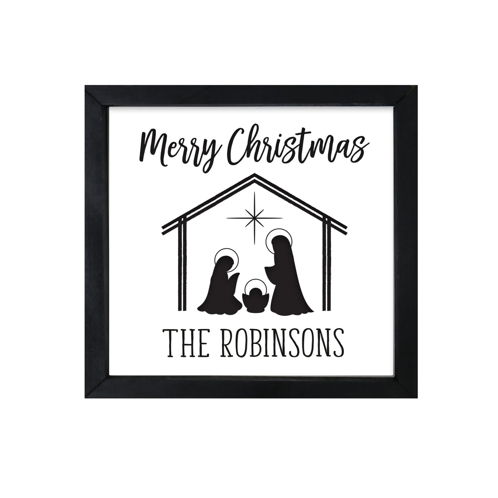 Personalized Merry Christmas Framed Shadow Box - Nativity Christmas - LifeSong Milestones