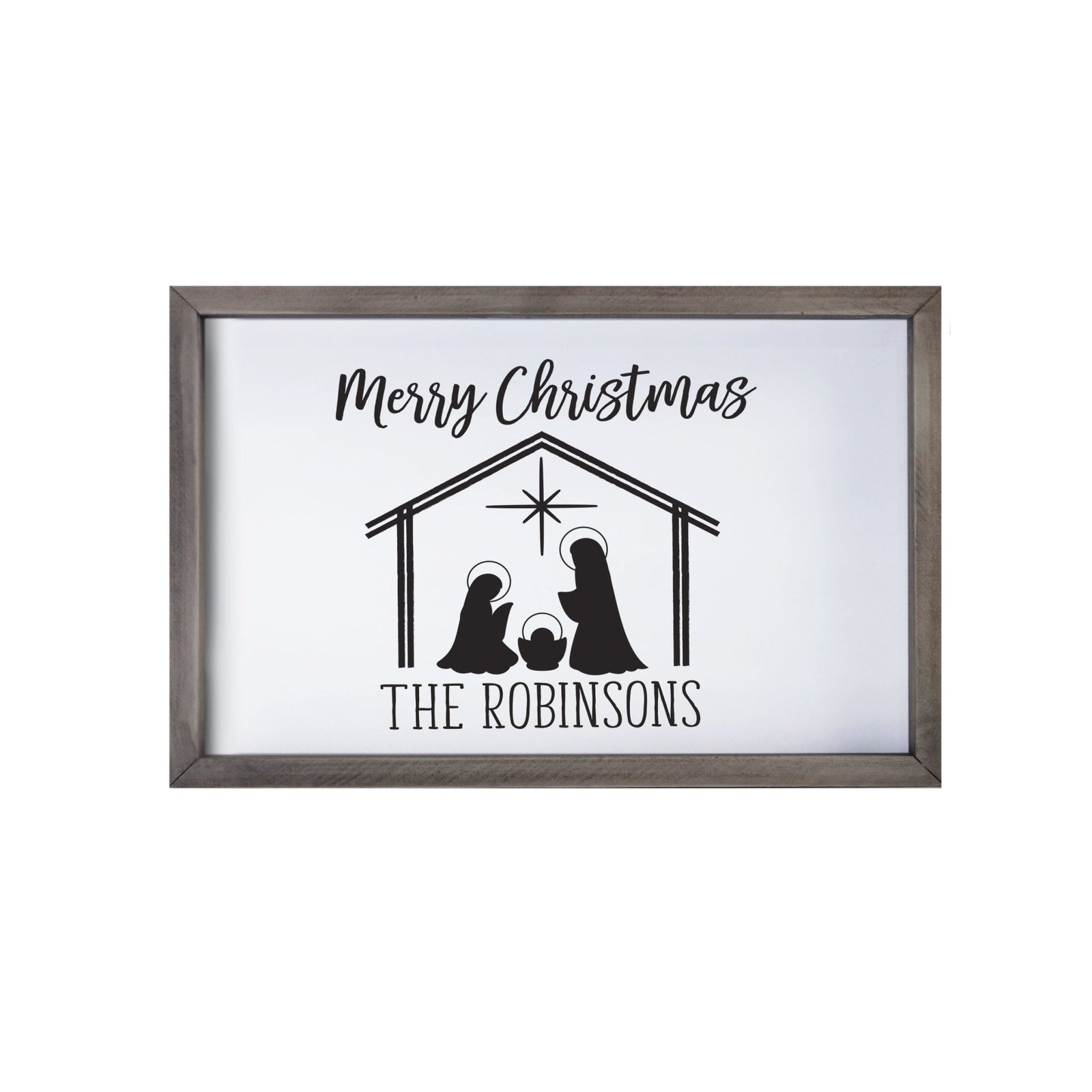 Personalized Merry Christmas Framed Shadow Box - Nativity Christmas - LifeSong Milestones